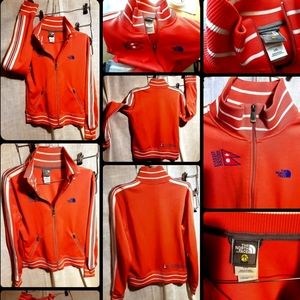 The North Face A5 Series Warm Up Track Jacket Womens L Orange Zip 8850 Everest